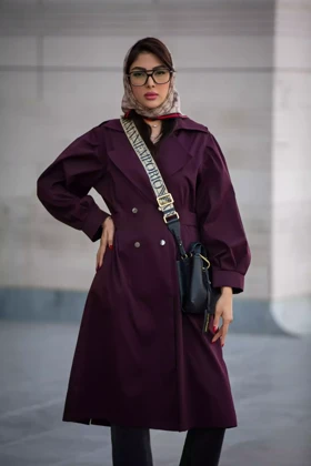 بارانی کتان بلند پشت کش