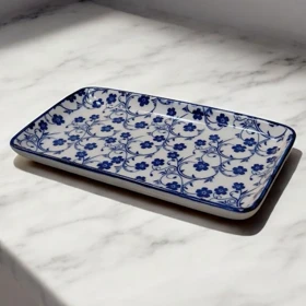 رولت خوری دنی هوم طرح گل سرمه ای در سه سایز / BA18_BA19_BA20