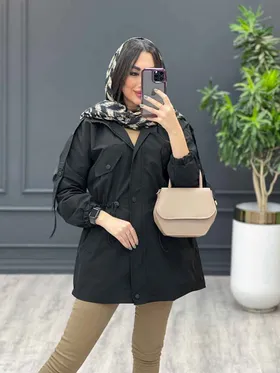 بارانی بغل سه دکمه کلاه دار
