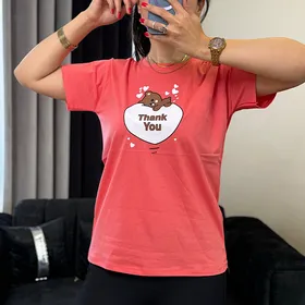تیشرت زنانه نخ پنبه چاپی قلب