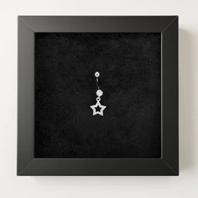 پیرسینگ نقره ناف نگین‌دار با آویز ستاره