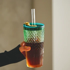 لیوان اسموتی بلوری هفت رنگ استوانه ای / pa64