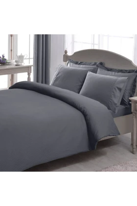 سرویس روتختی دو نفره Taç مدل Stripe Premium Basic King Size پنبه - ذغالی