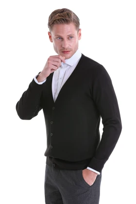 ژاکت کش باف پشمی مردانه hatemoglu