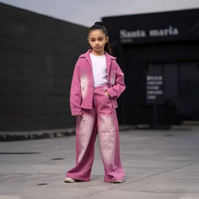 کت و شلوار فول بگ نگین‌دار دخترانه 8تا13سال