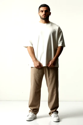 شلوار لینن راسته کمر کش مردانه