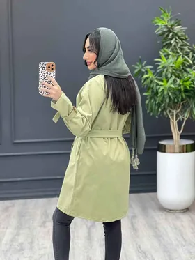 بارانی کتان یقه دوبل
