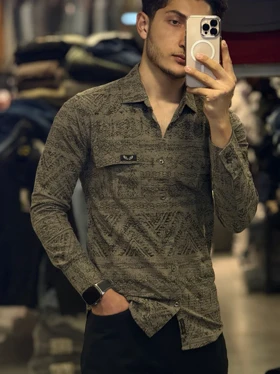 پیراهن کنفی مردانه اتینک سبز سدری خاص k454
