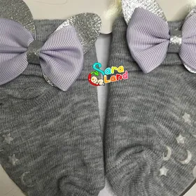 ست جوراب و هدبند دخترانه Little Gift طرح پاپیون یاسی