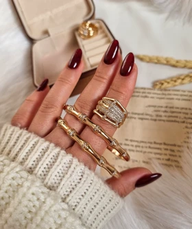 انگشتر بامبو طرح طلا ژوپینگ