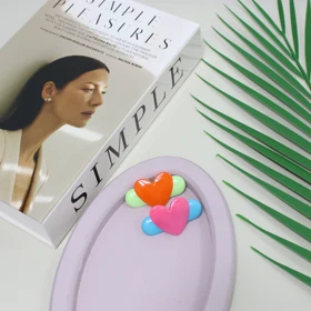 گل سر قلب رنگین‌کمانی – 4 ترکیب رنگی براق و جذاب