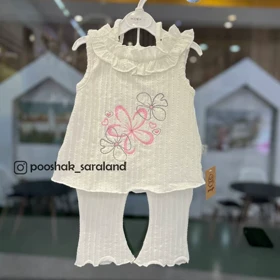 تاپ و شلوارک نوزاد دخترانه طرح گل