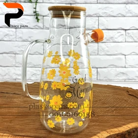 جاروغنی پیرکس گل‌دار درب بامبو