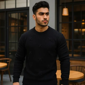 پلیور زاپ‌دار مشکی مردانه مدلDeta