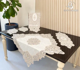 ست رومیزی پاشا 5 تکه منجوق طرح سپیدار