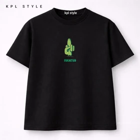 تیشرت باکسی 100٪ پنبه با چاپ مینیمال (Cactus) | کد 1320