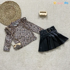 شومیز دامن مجلسی پلنگی دخترانه 1 تا 5 سال