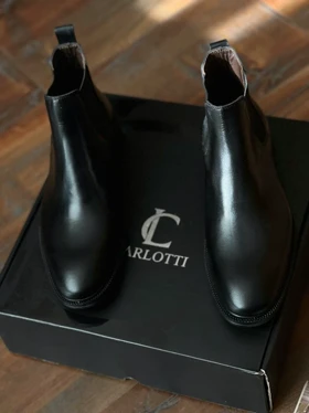 نیم بوت چلسی چرم طبیعی مشکی sho101