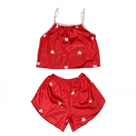 ست تاپ و شلوارک طرح قلب 214