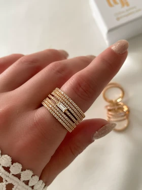 انگشتر7 لاین تک نگین باگت و فول نگین ژوپینگ