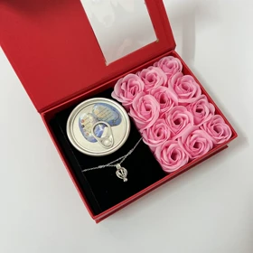 باکس گل مروارید عشق قرمز