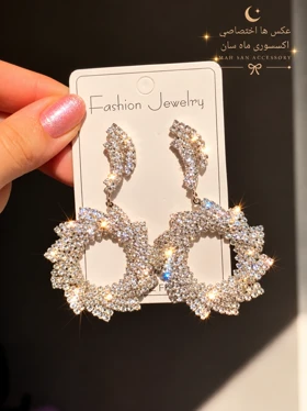 گوشواره جواهری عروس نگین‌دار کد JW0023
