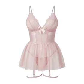 لباس خواب دامن دار زنجیری صورتی برند هارنی کد 9032