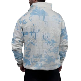 دورس یقه نیم زیپ سفید مدل چاپ برجسته