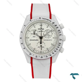 ساعت امگا سواچ بند رابر ماموریت به ماه سفید قرمز Swatch-7611-U