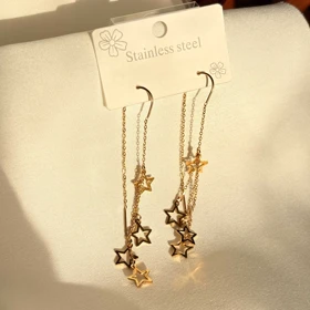 گوشواره پرستاره طلایی استیل