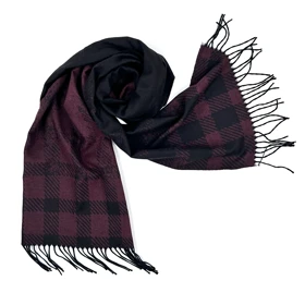 شال گردن طرح چهارخانه دورو ریشه‌دار