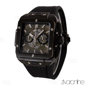 ساعت هابلوت مردانه مربعی سه موتوره مشکی صفحه دودی 104994