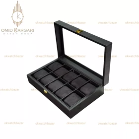 جعبه ده تایی چوبی داخل مشکی Watch Box