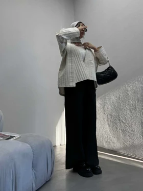 مانتو آستین نواردار