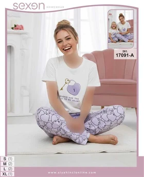 تیشرت و شلوار سایز نرمال sexen کد 17091-A