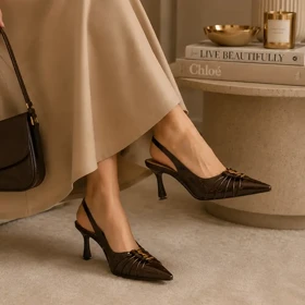 پاشنه‌بلند YSL قهوه‌ای کد ZO136