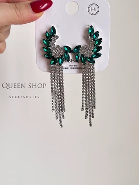 گوشواره مجلسی آبشاری سبز