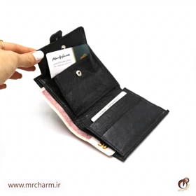 کیف پول چرم شترمرغ دکمه دار mrc1211-11