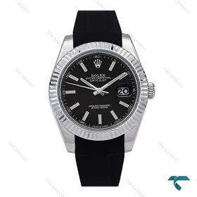 ساعت مردانه رولکس DateJust 2 بند رابر مشکی Rolex-6615-G