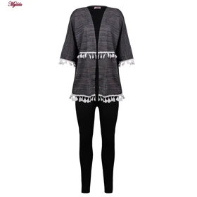 ست 3 تکه لباس زنانه کوزا خاکستری تیره مدل 4601-003-4