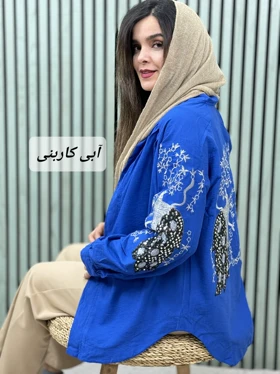 شومیز مانتویی گلدوزی طاووس