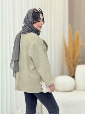 مانتو راه راه دو دکمه تیدا