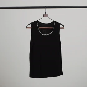 تاپ یقه خشتی مروارید (مشکی)