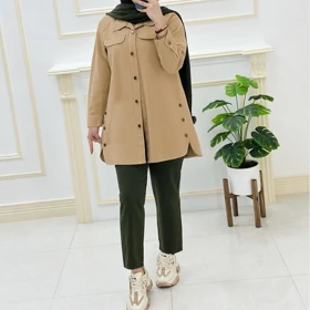 کت کتان زنانه بغل دکمه اسپرت