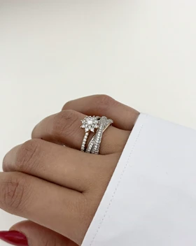 انگشتر تک نگین و پشت حلقه دخترانه 870