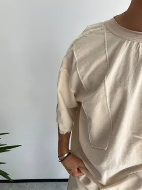 تیشرت دورو MOSAVAT رنگ شیری 1978