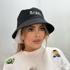 کلاه باکت کتان گلدوزی طرح angel