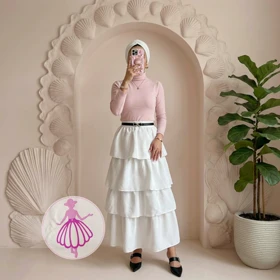 دامن طبقه‌ای پرچین در رنگبندی متنوع(کد1341)