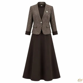پیراهن و کت یقه سنگ گل رزی