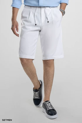 شلوارک لینن پیل دار کمر کش